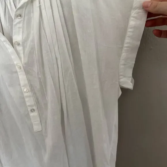 NILI LOTAN Normandy Blouse In white short sleeve sheer casual summer Size Small - Picture 5 of 7